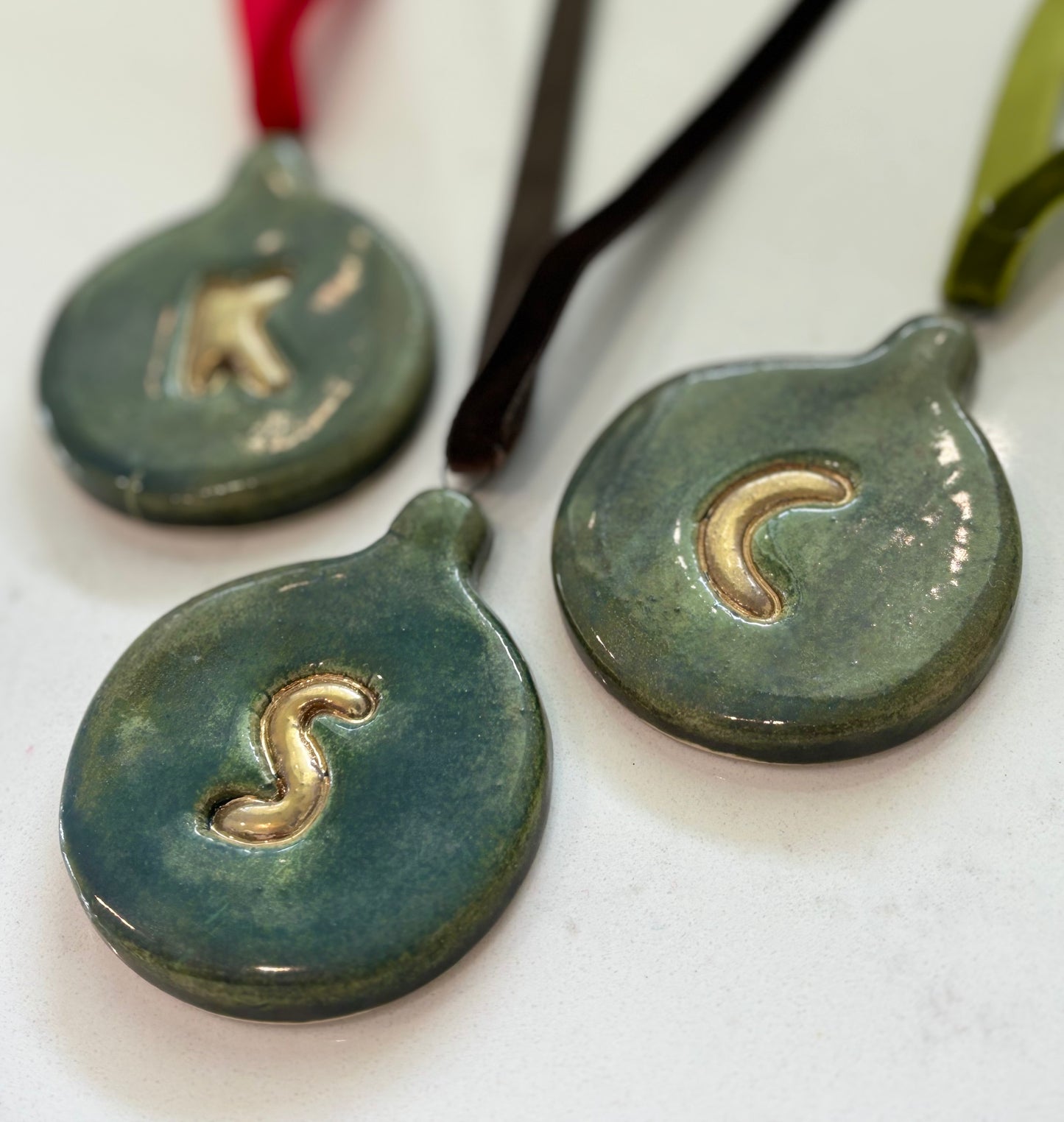 Emerald Green & Gold Baubles