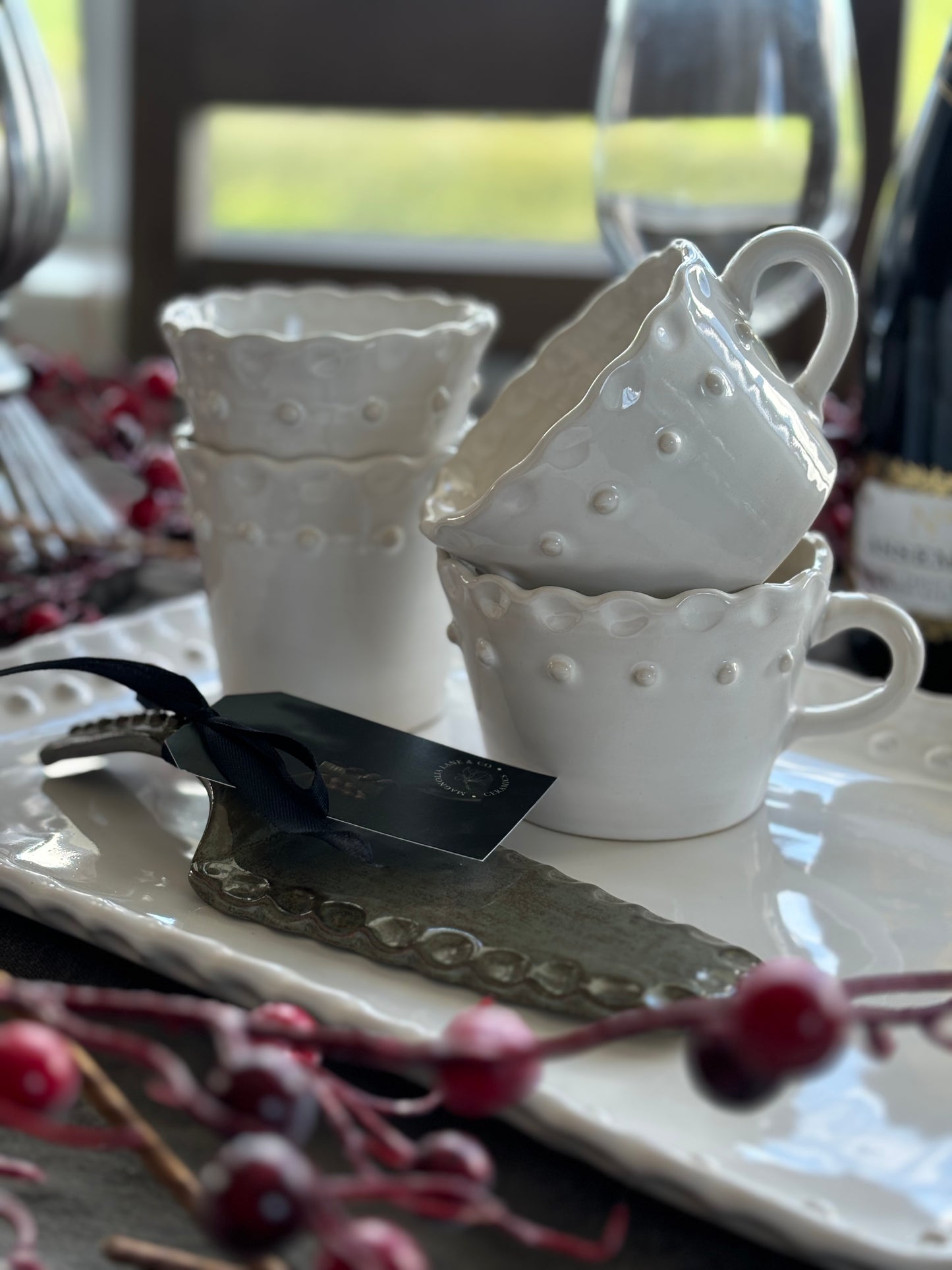 White Beaded Coffee Cup