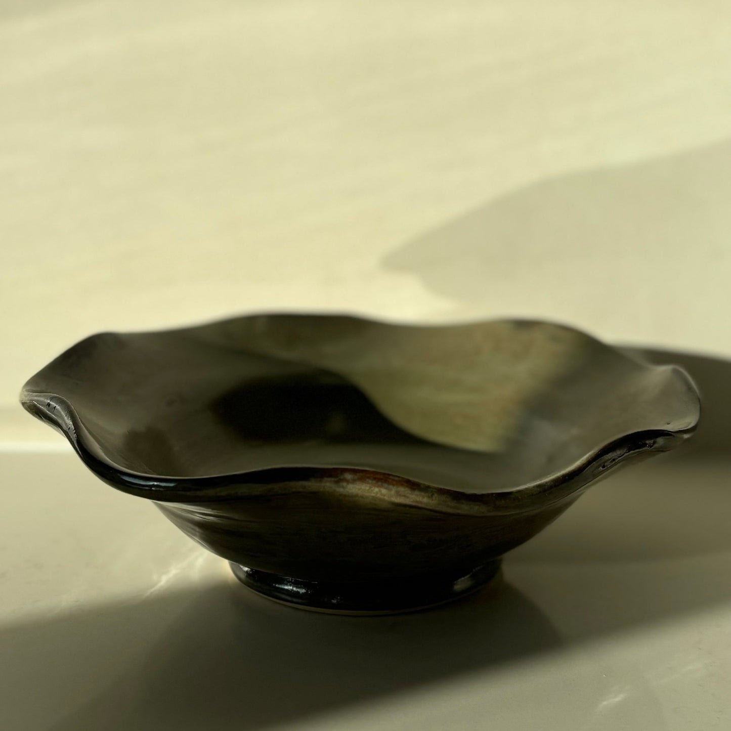 Smokey Green Rustic Wavy Bowl