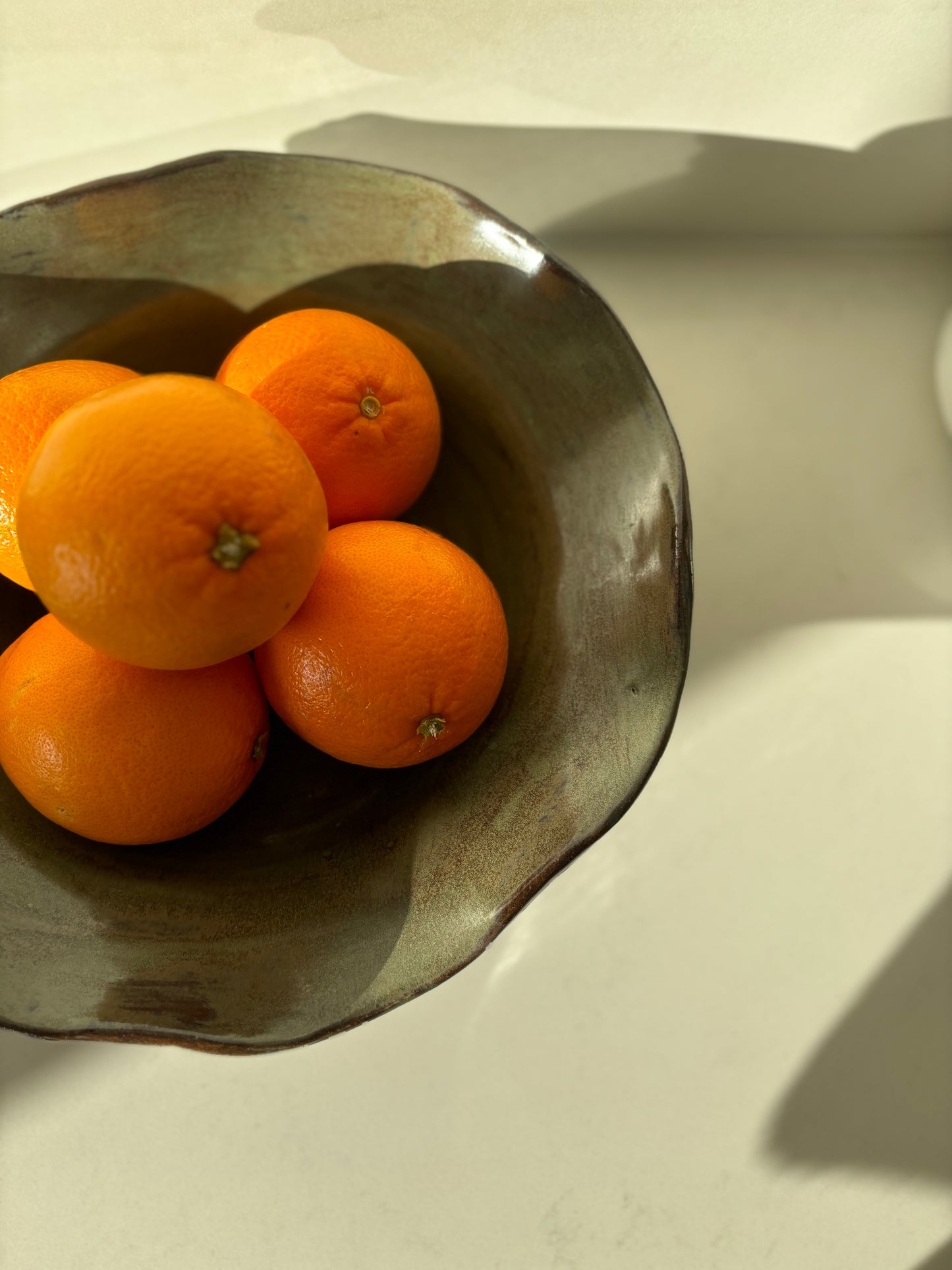 Smokey Green Rustic Wavy Bowl